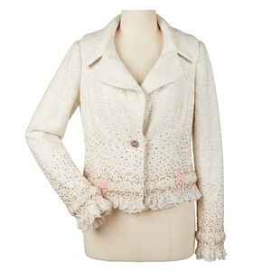 Escada Cream Textured Blazer with Embellishments